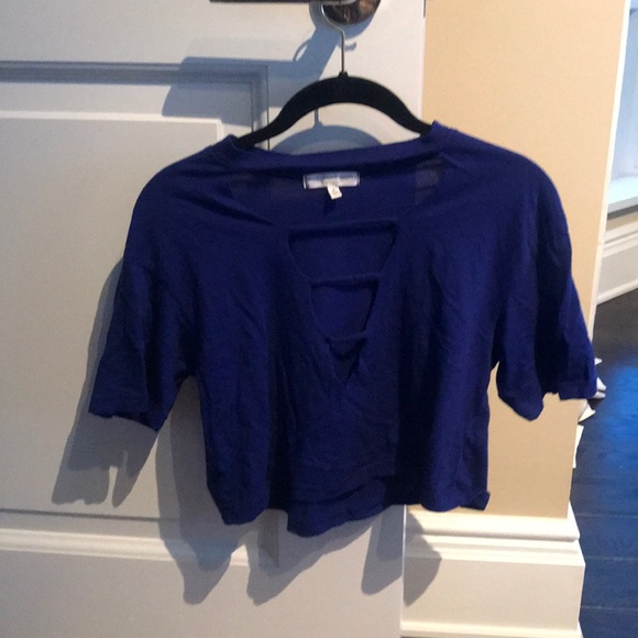 Blue deep v-neck crop top - Picture 1 of 1